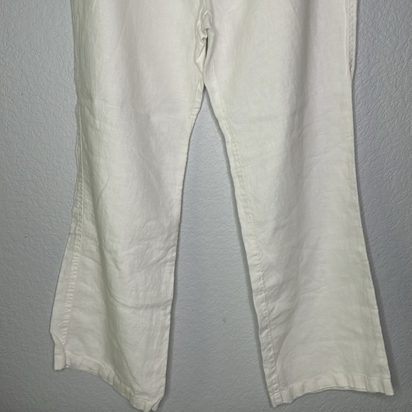 J.Jill White Linen Wide Leg Pants Drawstring Waist 14 - Picture 4 of 14